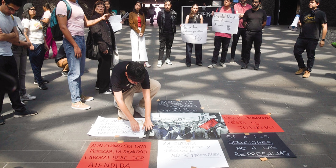 Trabajadores, durante una protesta el 14 de febrero.