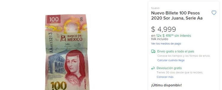 Billete de 100 pesos