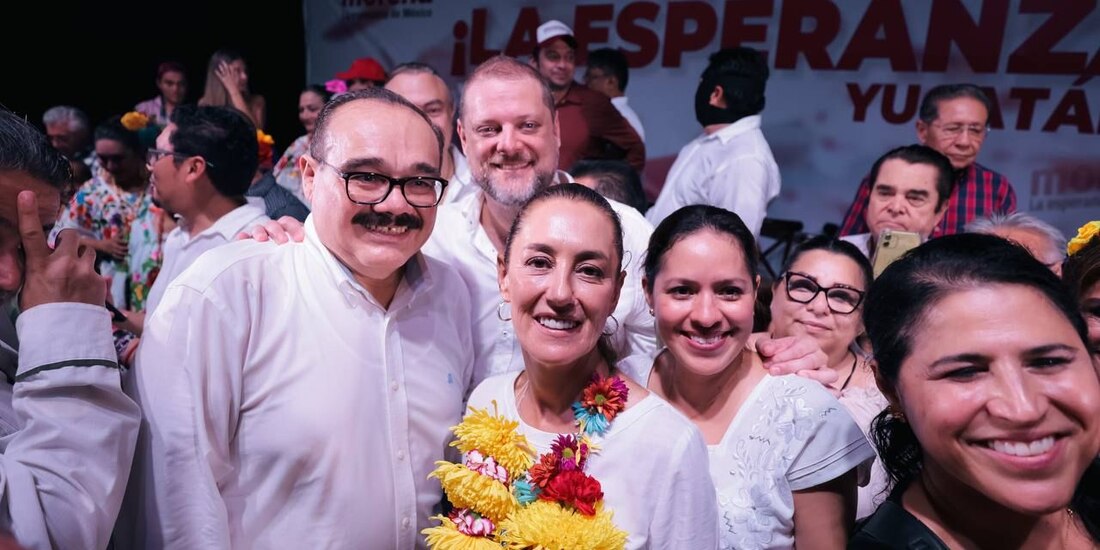 Claudia Sheinbaum pardo, acompañada de Jorge Carlos Ramírez Marín en Yucatán