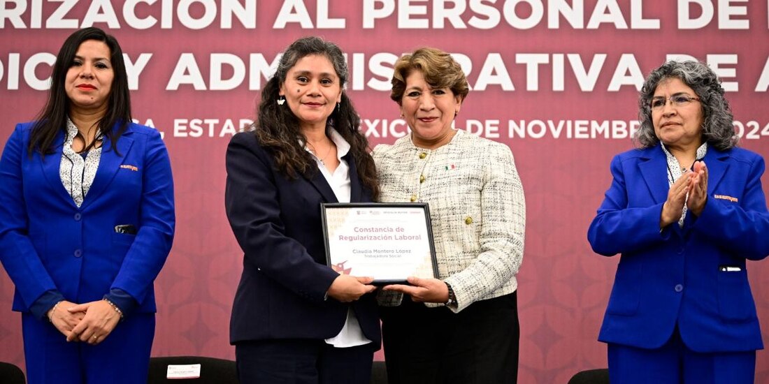 Delfina Gómez inyecta 100 mdp y basifica a 210 trabajadores médicos y administrativos.