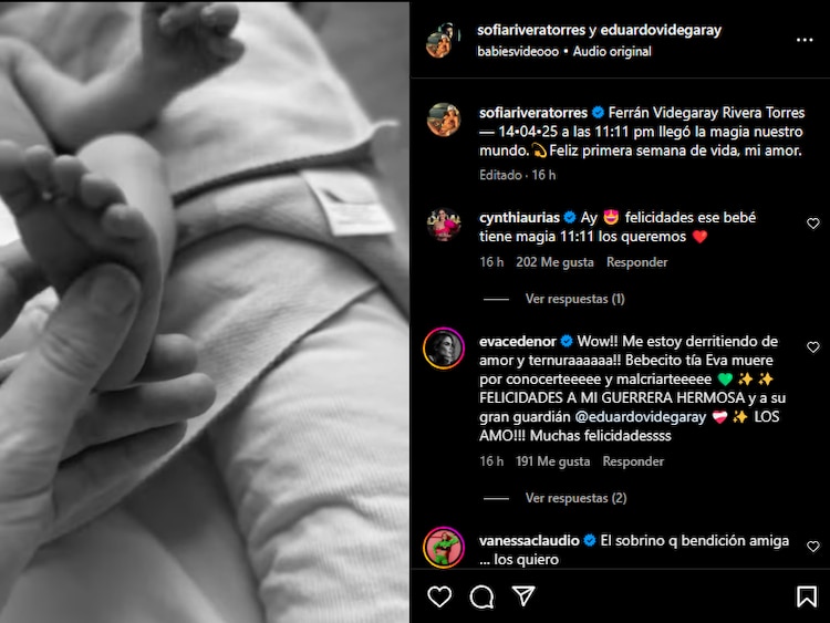 Nació el hijo de Sofía Rivera Torres y Eduardo Videgaray