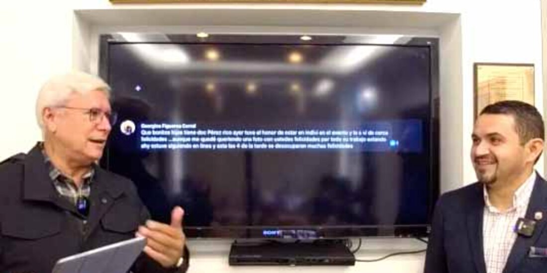 El gobernador Jaime Bonilla (izq.) y Alonso Pérez Rico en videoconferencia.