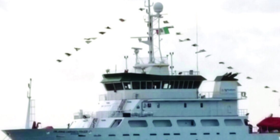 El buque de investigación Dr. Jorge Carranza Fraser, ayer, en QRoo.