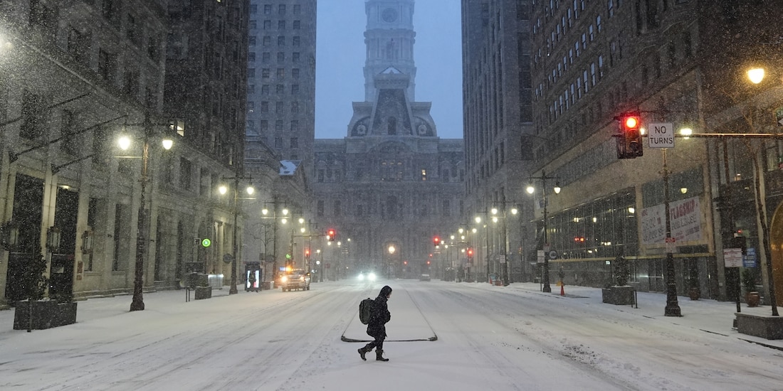 Las calles de Filadelfia durante la tormenta invernal