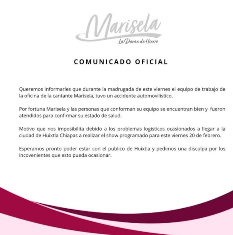 Marisela y su equipo sufren accidente