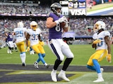 Una acción de Los Ángeles Chargers vs Baltimore Ravens de la NFL