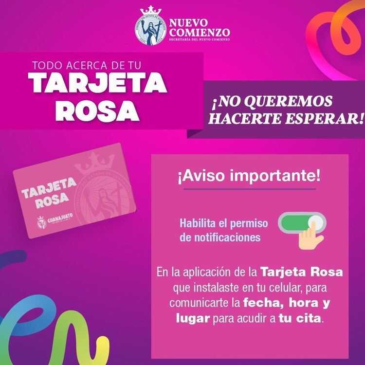 Tarjeta Rosa Guanajuato, un programa social dirigido a las habitantes del estado.