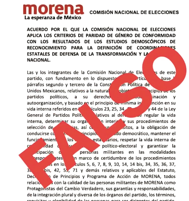 Aspectos del falso acuerdo, desmentido por el partido en redes sociales