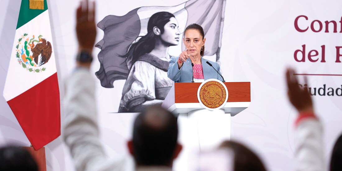 CLAUDIA Sheinbaum, Presidenta de México, ayer, en conferencia de prensa.