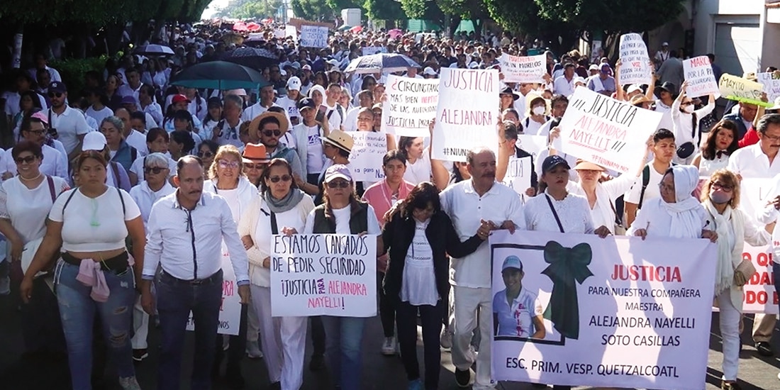 Una de las protestas ocurridas en Morelos por el feminicidio de una profesora en 2023.