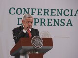 Andrés Manuel López Obrador (AMLO) en Palacio Nacional este lunes 12 de abril.