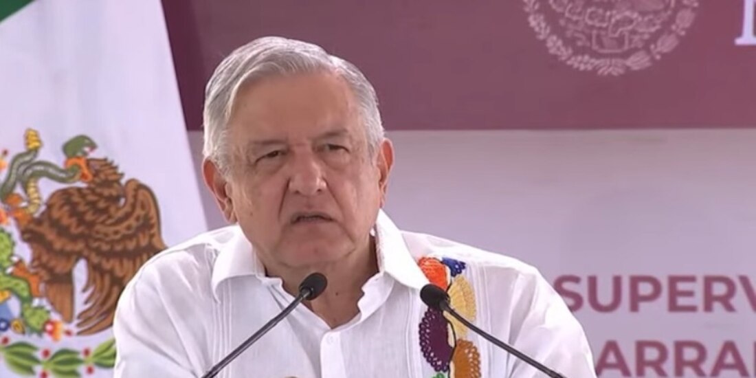 El presidente López Obrador durante el discurso de hoy.
