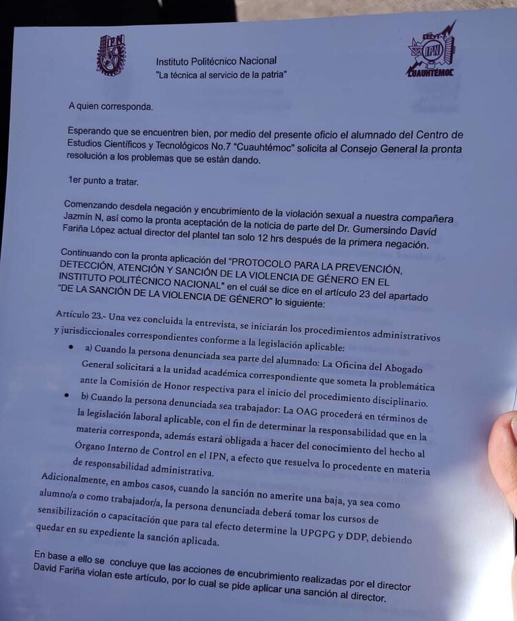 Oficio para solicitar al Consejo General la pronta resolución a los problemas expuestos.
