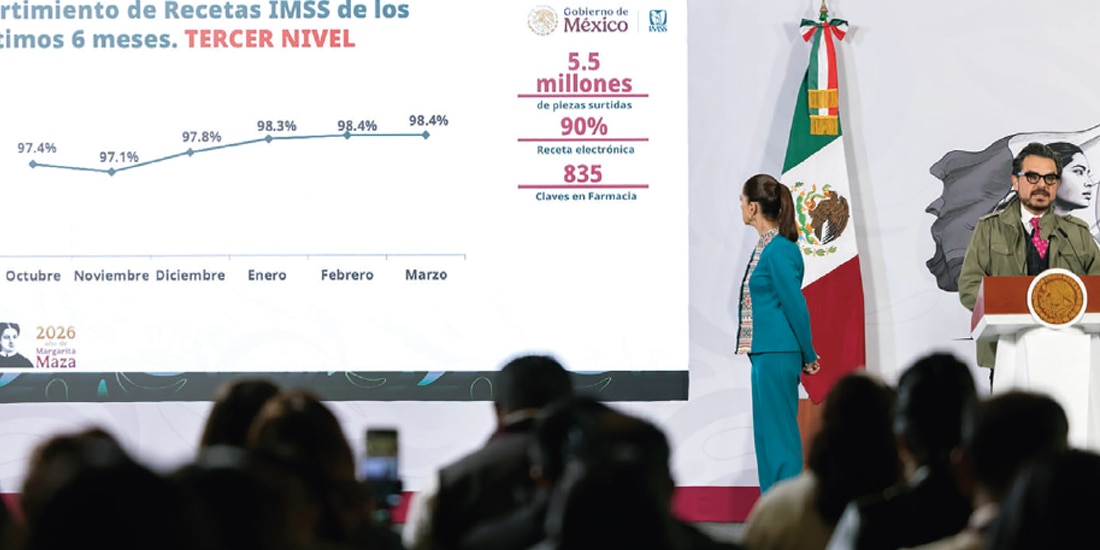 LA PRESIDENTA Sheinbaum, ayer, con el director del IMSS, Zoé Robledo