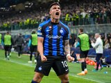Lautaro Martínez, del Inter de Milán, celebra el segundo gol de su equipo durante los cuartos de final en el partido de vuelta de la Champions League en contra de Benfica