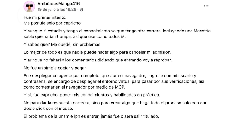 Implementación de IA en examen UNAM
