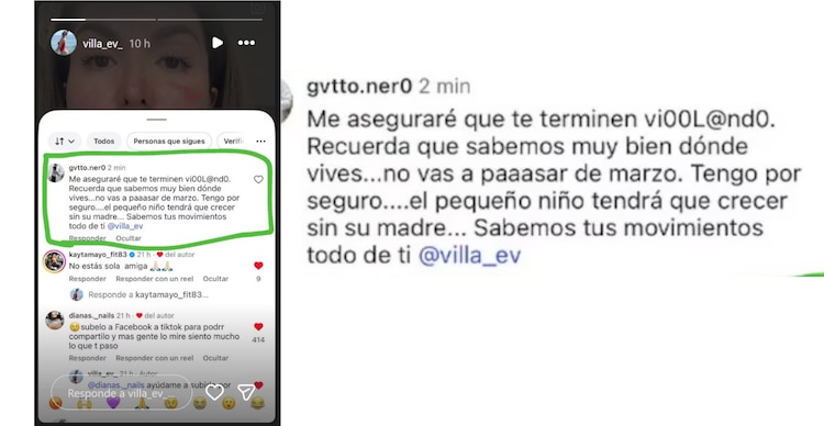 Comentario de amenaza hacia Evelyn Villa