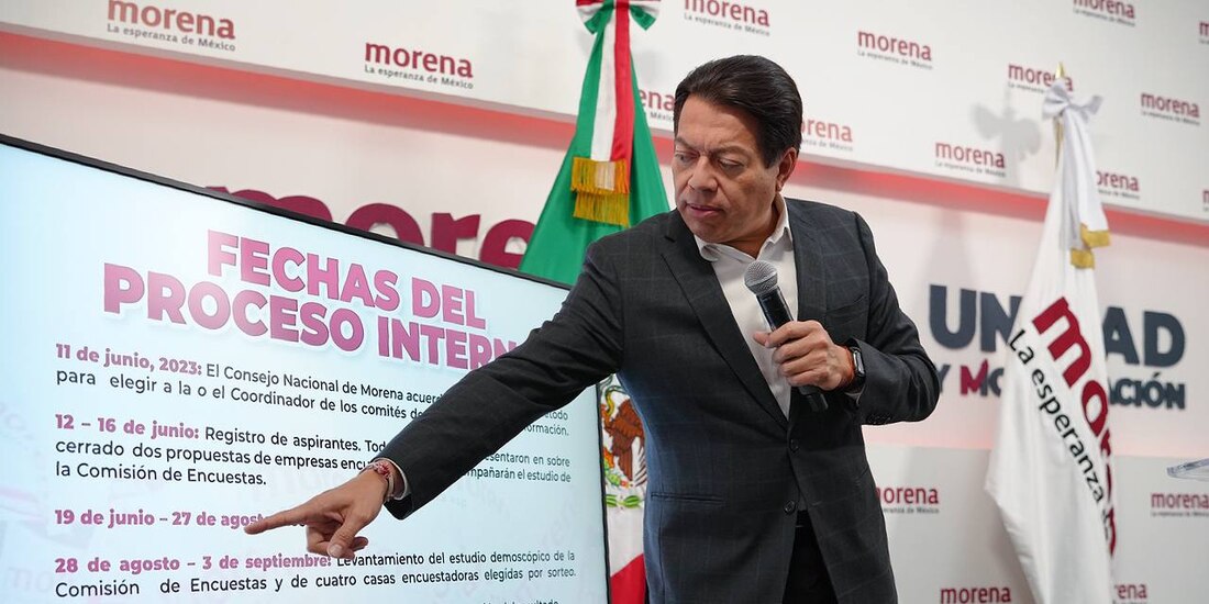 El dirigente nacional del guinda, Mario Delgado, planteó en conferencia las bases del proceso interno de Morena, ayer.