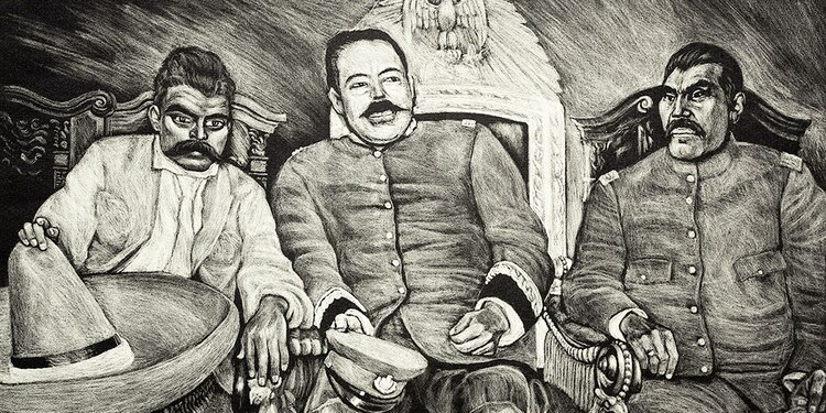 Villa y Zapata en Palacio Nacional para Un dorado de Pancho Villa.