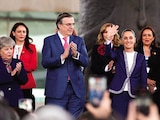 LA PRESIDENTA, ayer, en Antropología con Alicia Bárcena, Marcelo Ebrard, Luz Elena González y Édgar Amador.