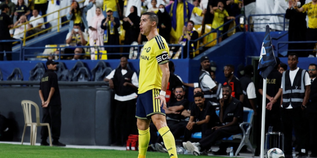 Cristiano Ronaldo celebrando en su regreso con el Al-Nassr.