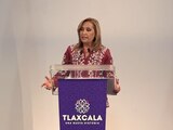 Lorena Cuellar, Gobernadora de Tlaxcala, durante su Primer Informe de Gobierno.
