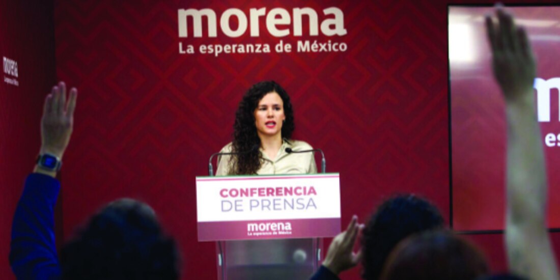 La lideresa del partido guinda, Luisa María Alcalde, ayer, en conferencia.