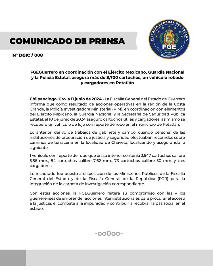 Comunicado oficial.