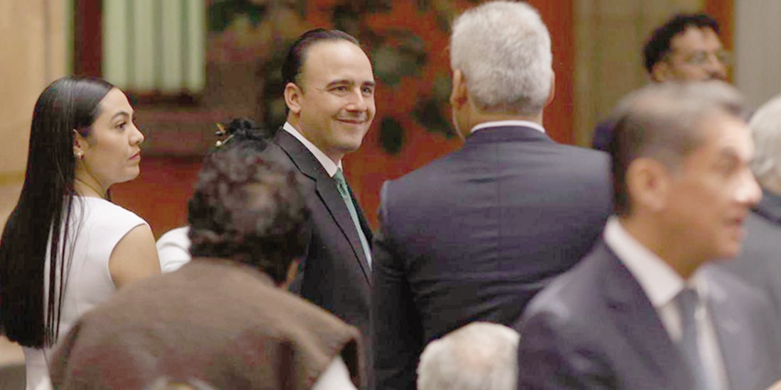 El gobernador Manolo Jiménez, ayer, en el Informe de la Presidenta Claudia Sheinbaum.