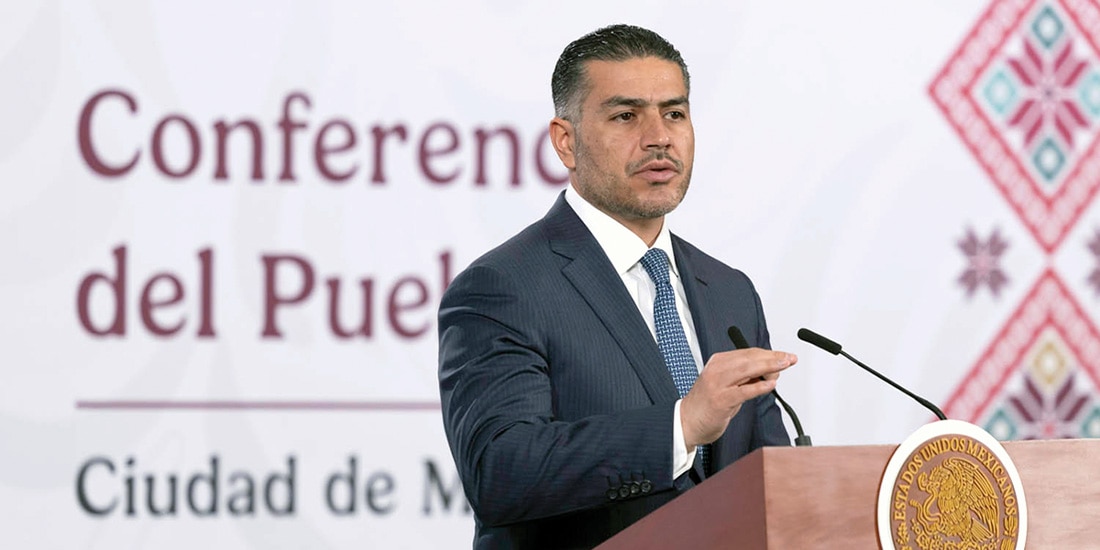 OMAR GARCÍA Harfuch, secretario de Seguridad, ayer, en conferencia de prensa.
