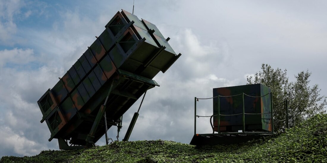 Un lanzador del sistema de defensa aérea Patriot de las Fuerzas Aéreas de Ucrania.