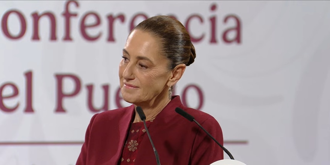 Claudia Sheinbaum este viernes en Palacio Nacional.