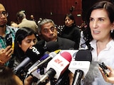 La presidenta de la mesa directiva de la Cámara de Diputados, Kenia López Rabadán, ayer, en entrevista con medios.