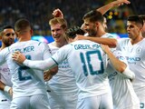 Jugadores del Manchester City celebran un gol ante el Brujas en la Champions League