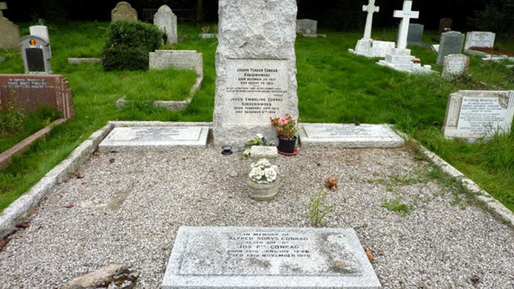 Lápidas de Joseph Conrad y su familia en el Cementerio de Canterbury.