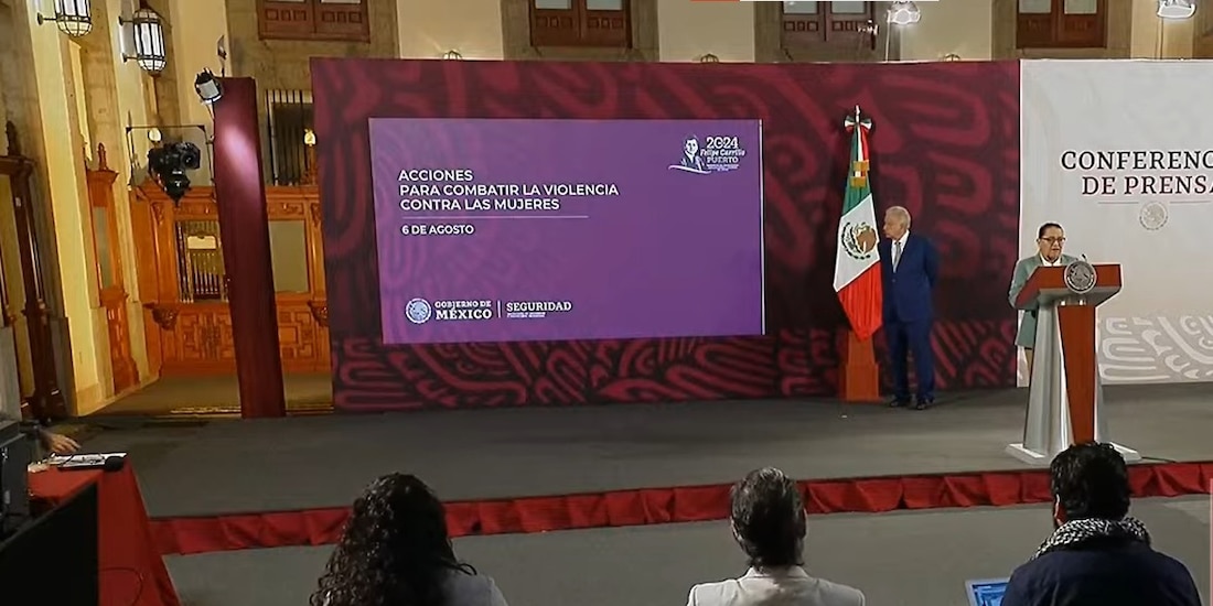 Rosa Icela Rodríguez en la mañanera de AMLO.