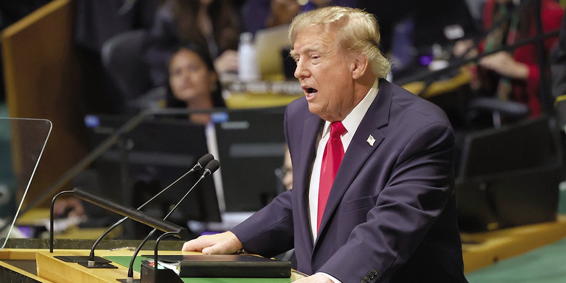 DONALD Trump, ayer, en la asamblea de la ONU.