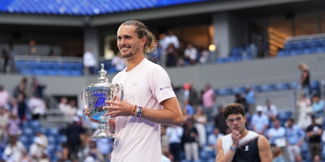 Alexander Sverev, tras coronarse campeón del US Open 2026, el 13 de septiembre de 2026.