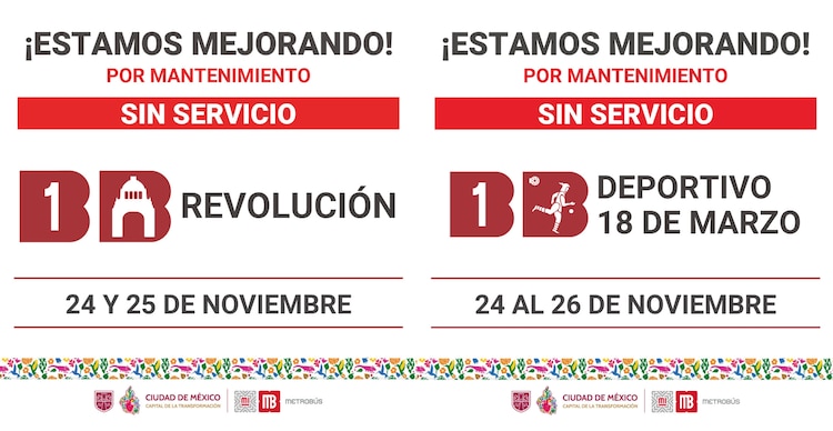 Cierre de estaciones Metrobús Línea 1