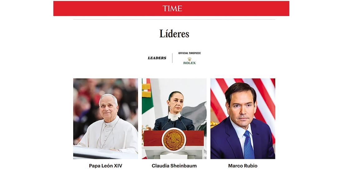 La Presidenta, entre el Papa León XIV y Marco Rubio, ayer, en la publicación.