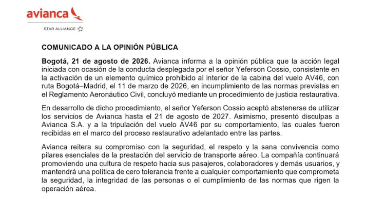 Comunicado de Avianca