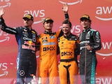 Lando Norris, Max Verstappen y Andrea Kimi Antonelli en el podio de Hungría.