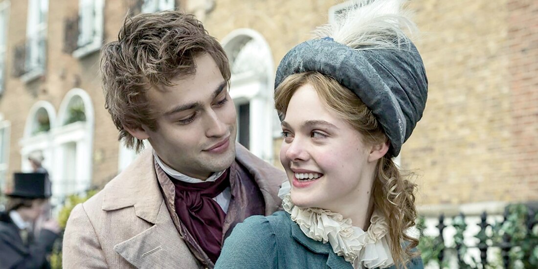 Elle Fanning encarna a Mary Shelley (1797-1851), mientras Douglas Booth hace las veces de su marido, Percy, en la película sobre la escritora, de Haifaa Al-Mansour, 2017.