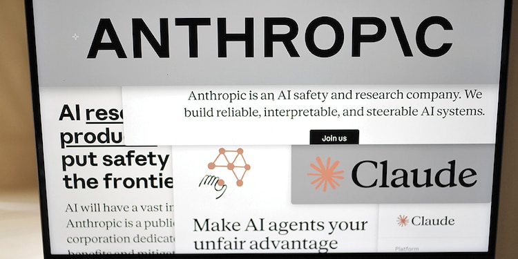 Página de Anthropic y logotipos de la compañía, en imagen de archivo.