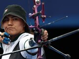Alejandra Valencia en su duelo ante Lim Si-Hyeon de Corea en los Juegos Olímpicos París 2024