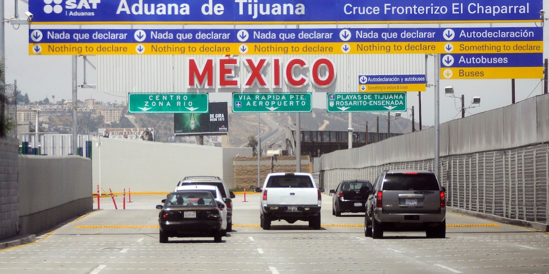 Aspecto del cruce fronterizo "El Chaparral", en Tijuana.
