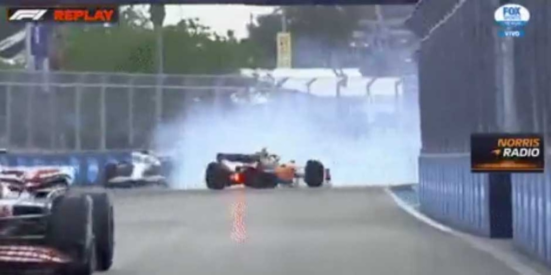 Lando tuvo un accidente en el GP de Miami.