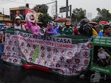 Aspecto de una marcha de familias buscadoras en la Ciudad de México.