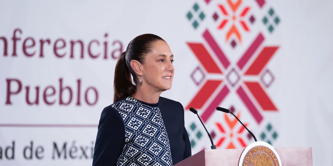 Claudia Sheinbaum, Presidenta de México esta mañana en Palacio Nacional.