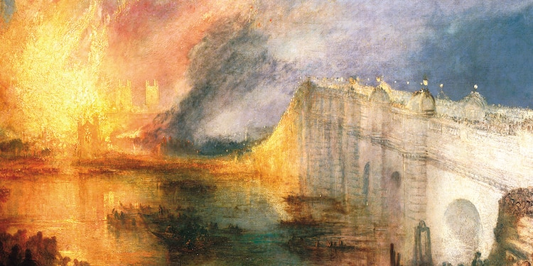 William Turner, El incendio de las casas de los Lores y los Comunes,1834.